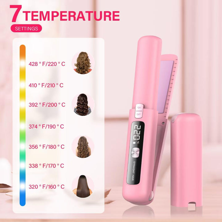 Cordless Hair Straightener and Curler 2 in 1, Mini, Lightweight and...