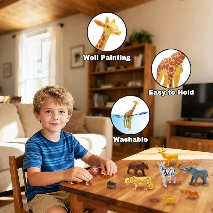 24 figuras de animales de safari y zoológico, juego de juguetes de...