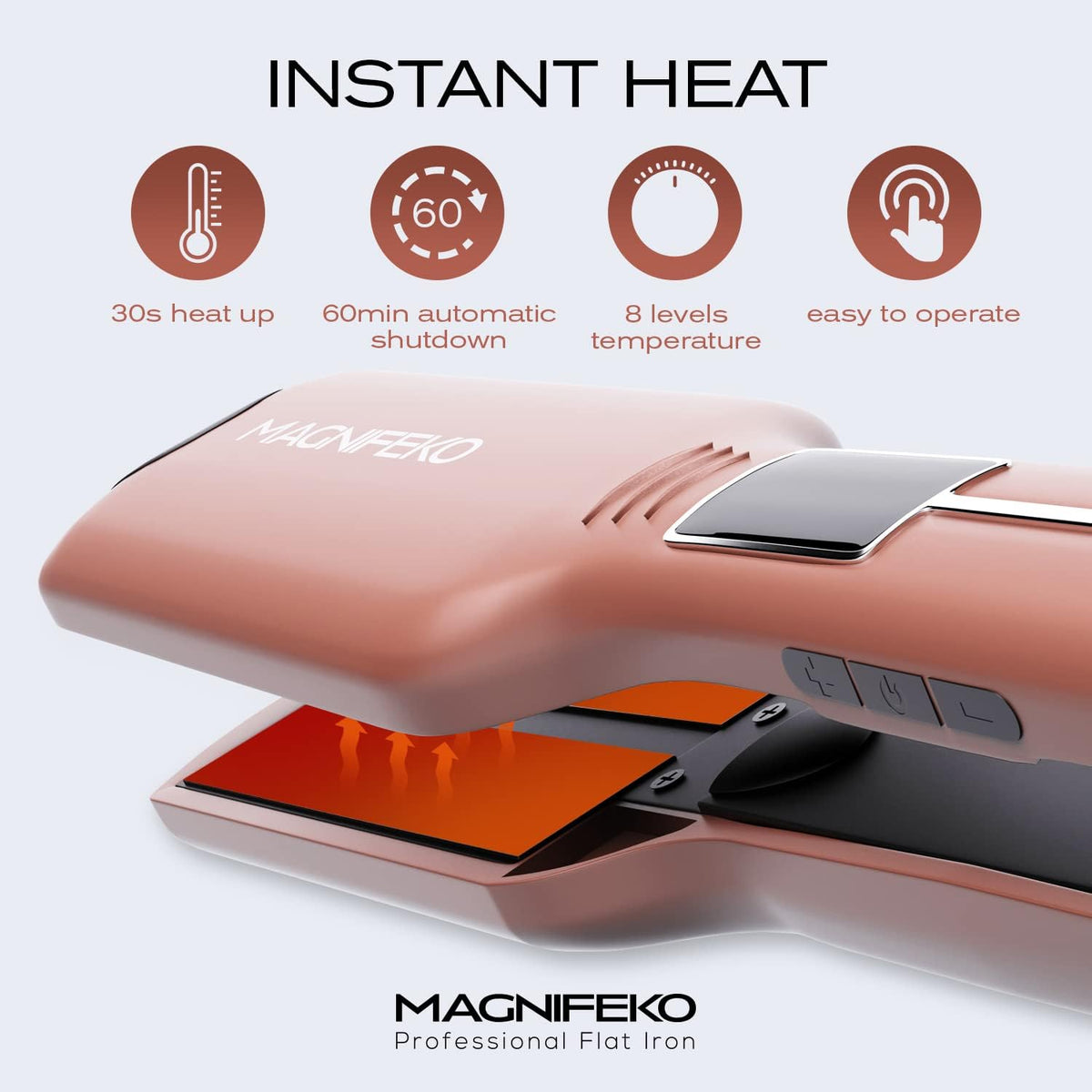 Magnifeko Plancha profesional de plancha plana para el cabello, con...