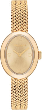 Reloj de Mujer Coach Sammy 2H Quartz, Caja Ovalada Petite de 22.5 mm, Pulsera de Malla de Acero Inoxidable, Moda Premium, Uso Diario - Regalo para Ella