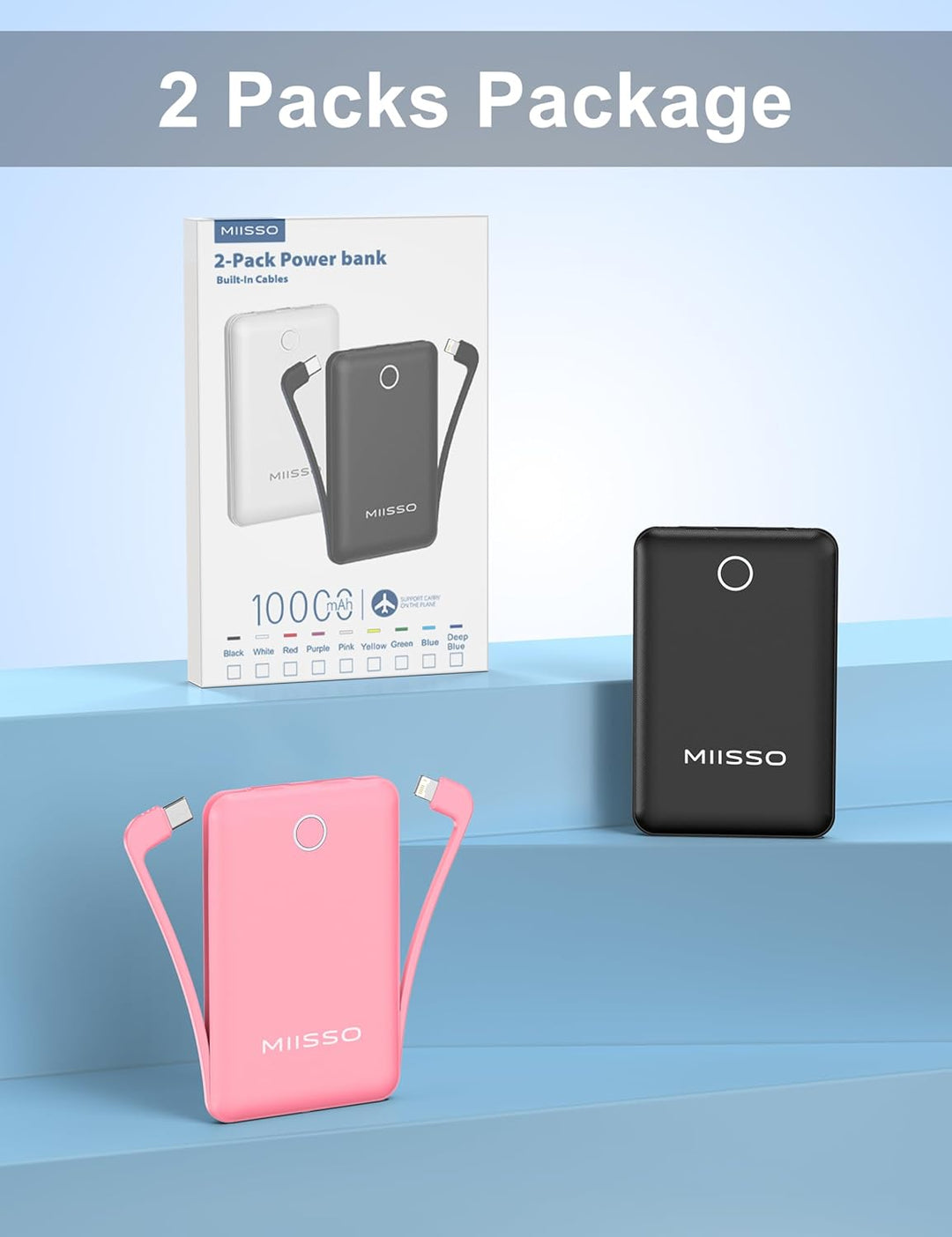 miisso Cargador portátil de 10000 mAh, batería de banco de energía...