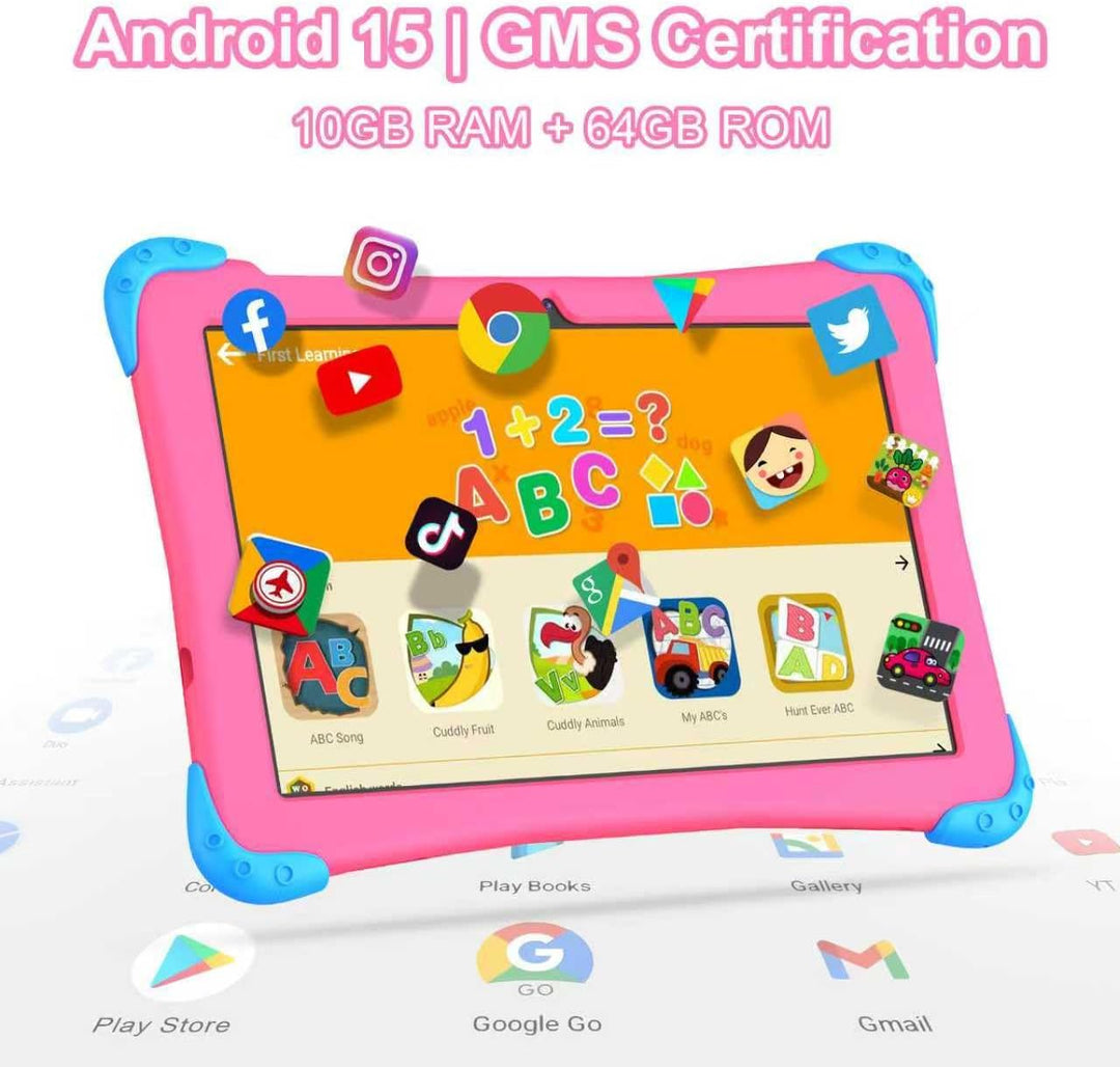 Fivahiva Tablet infantil de 10 pulgadas, tableta Android 15 para ni...