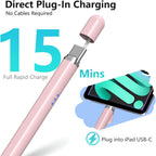 Lápiz para iPad de 1ª generación para iPad, lápiz capacitivo para Apple Pencil de 2ª generación con sensibilidad de inclinación de carga magnética y rechazo de palma, lápiz para iPad Pro 11/12.9/13, Air, Mini rosa