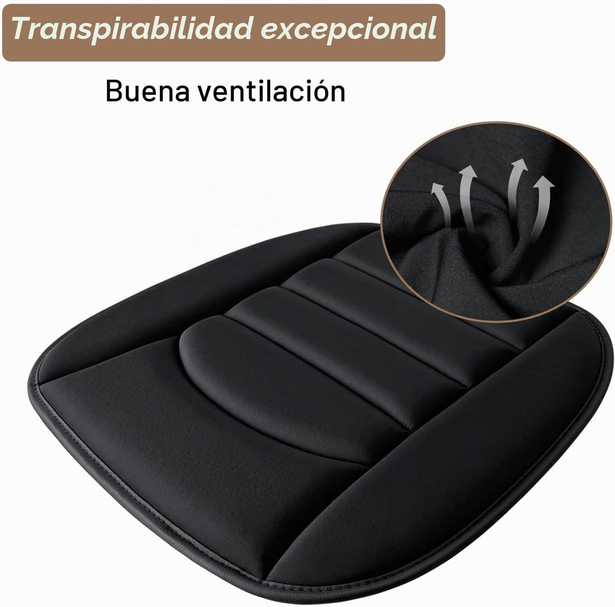 Cojín de espuma viscoelástica para asiento de automóvil con tela transpirable y gel antideslizante, ajuste universal para automóvil, camión, oficina, hogar, 19.6 x 18 x 1.2 pulgadas, color