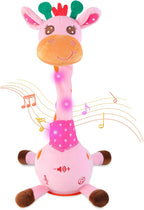 Juguete de jirafa bailarina, juguete de peluche para bebé, canción que canta para niños pequeños, juguete musical brillante para regalo de cumpleaños de bebé, juguete de jirafa Groovy (jirafa rosa)
