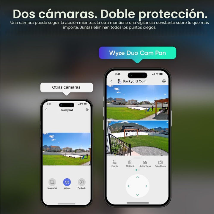 WYZE Duo Cam Pan IP65 2K 360° Pan\/Tilt Cámara de seguridad intelig...