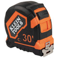 Klein Tools Cinta métrica 9230, cinta métrica resistente con hoja reforzada de nailon de doble cara de doble gancho de 30 pies, con clip de cinturón de metal