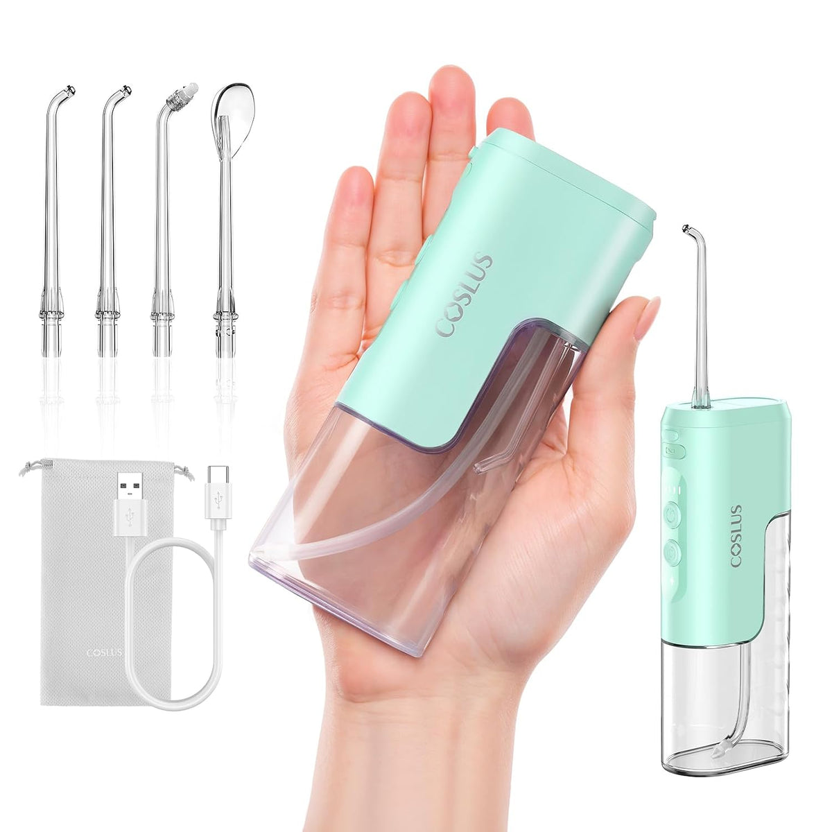 COSLUS Mini Hilo Dental para Viajes: Irrigador Oral Inalámbrico de...