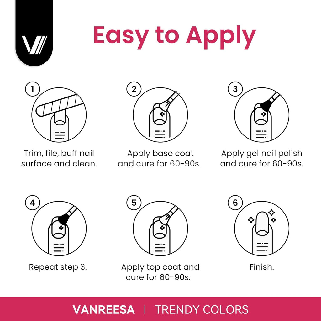 VANREESA Juego de 24 esmaltes de uñas de gel, colores de moda, Fiesta de vacaciones