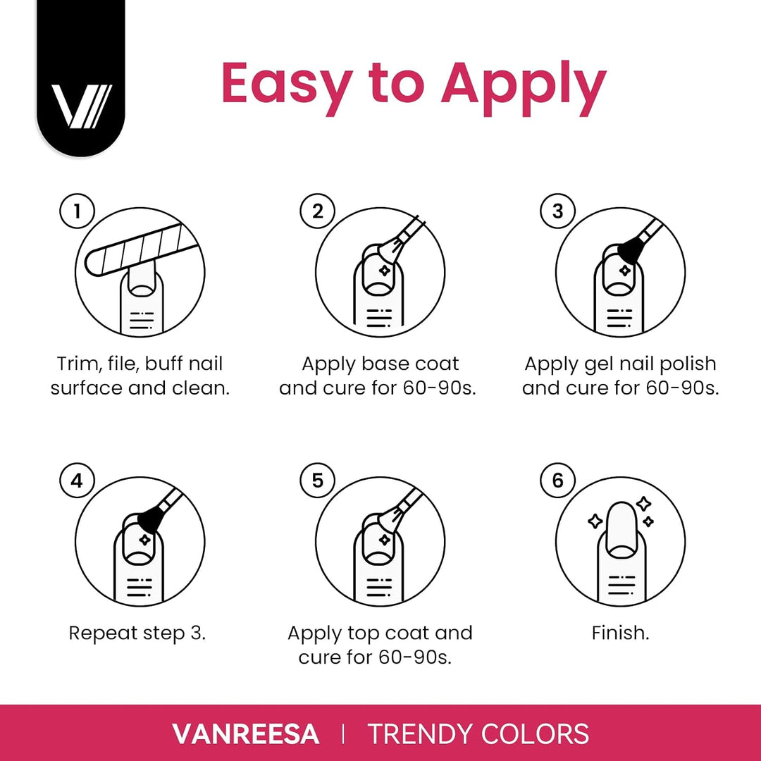 VANREESA Juego de 24 esmaltes de uñas de gel, colores de moda, con...