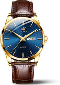 OLEVS Relojes de Cuero para Hombres, Casual, Fácil de leer, Quartz, Números, Resistente al Agua