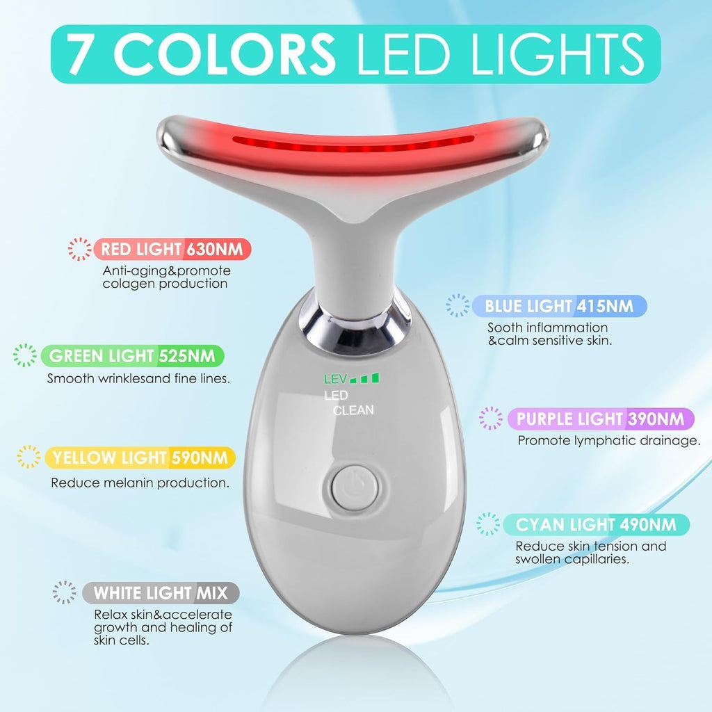 Masajeador facial cara y cuello, varita de esculpir cara con 7 colores rojo (gris)
