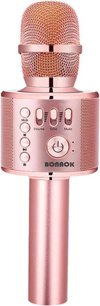 BONAOK - Micrófono inalámbrico Bluetooth para karaoke, 3 en 1; máquina altavoz con micrófono portátil de mano para todos los teléfonos inteligentes, regalos para niñas, niños, chicos y adultos de