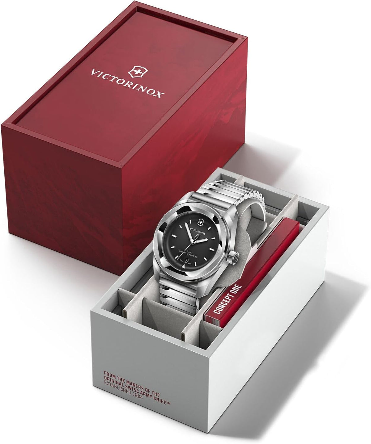 Reloj Victorinox Concept One Solar esfera negra correa de caucho 39mm