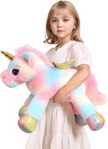 Peluche de unicornio arcoíris de 24 pulgadas con alas, suave y lindo juguete de peluche grande de unicornio, almohada de regalo para niños, niñas y niños, cumpleaños, día de San Valentín y