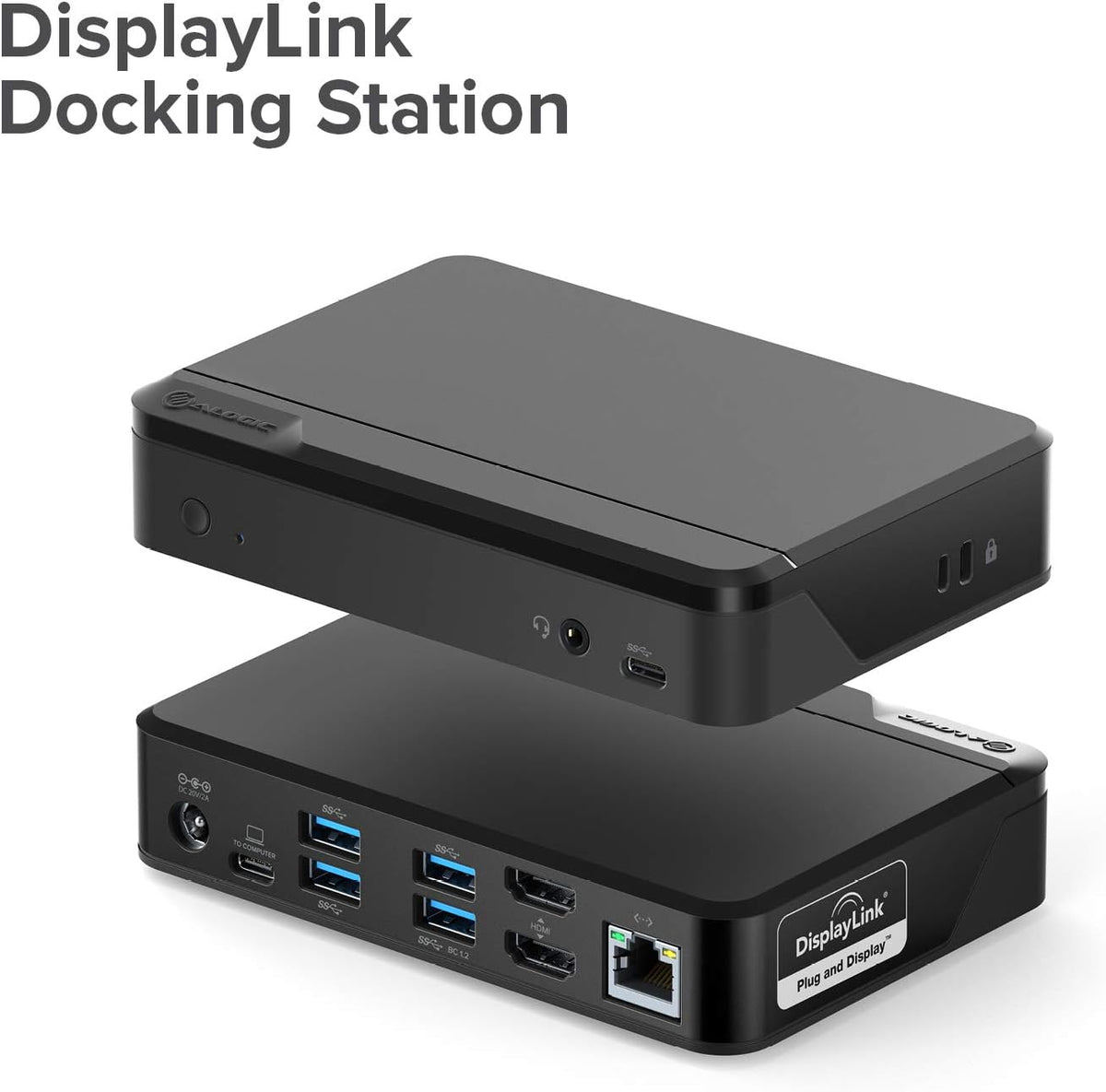 ALOGIC Estación de acoplamiento universal Twin HD, compatible con USB-C y USB-A, dual 1080p 60Hz HDMI, USB-C y 4 puertos USB-A, Gigabit Ethernet, conector de audio, base para laptop para Windows y Mac