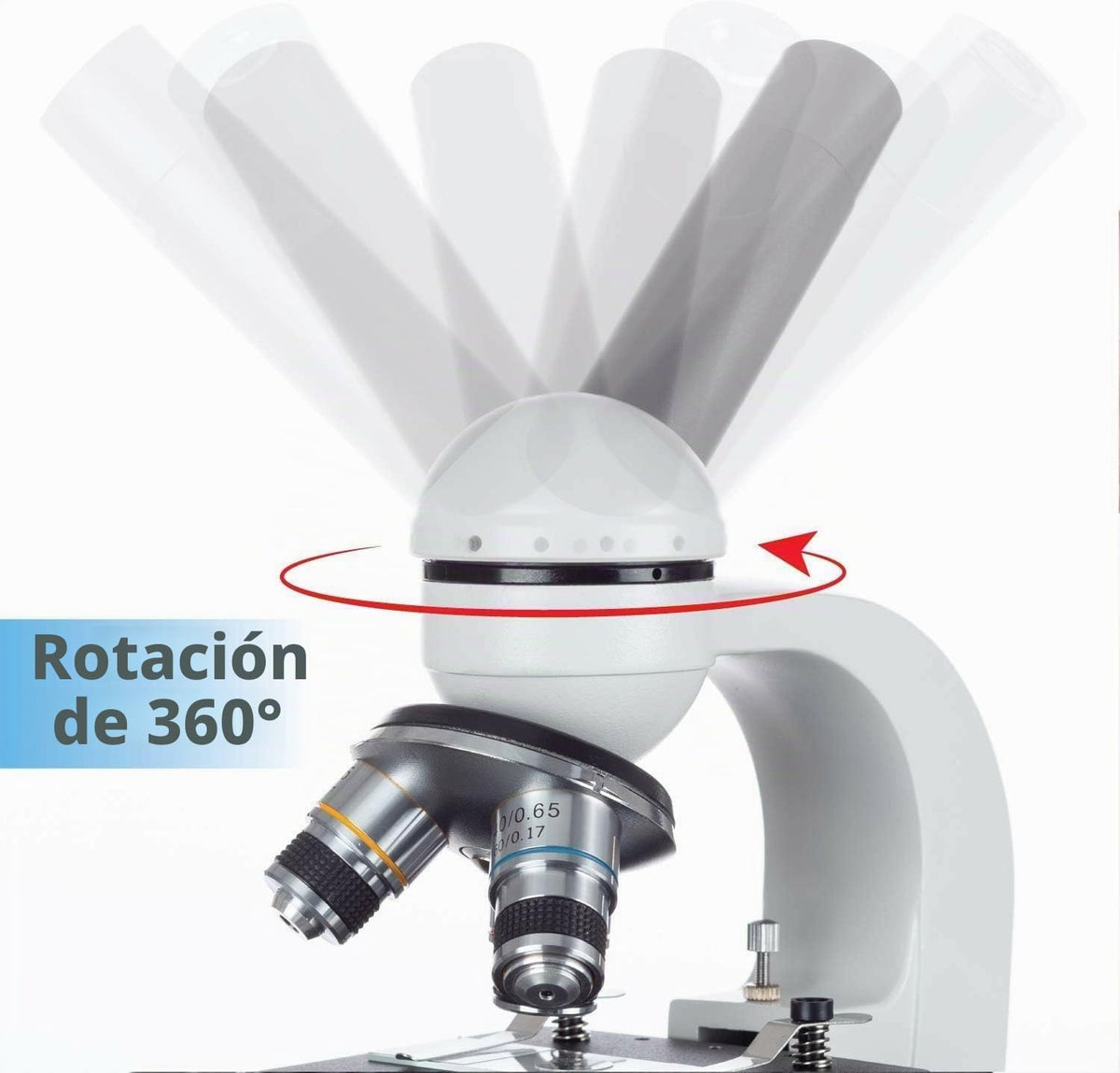 AmScope Serie M150 Microscopio Monocular Compuesto Portátil para Estudiantes - Aumento de 40X-1000X - Cuenta con Luz LED y 25 Diapositivas Preparadas - Tiene Enfoque Grueso y Fino