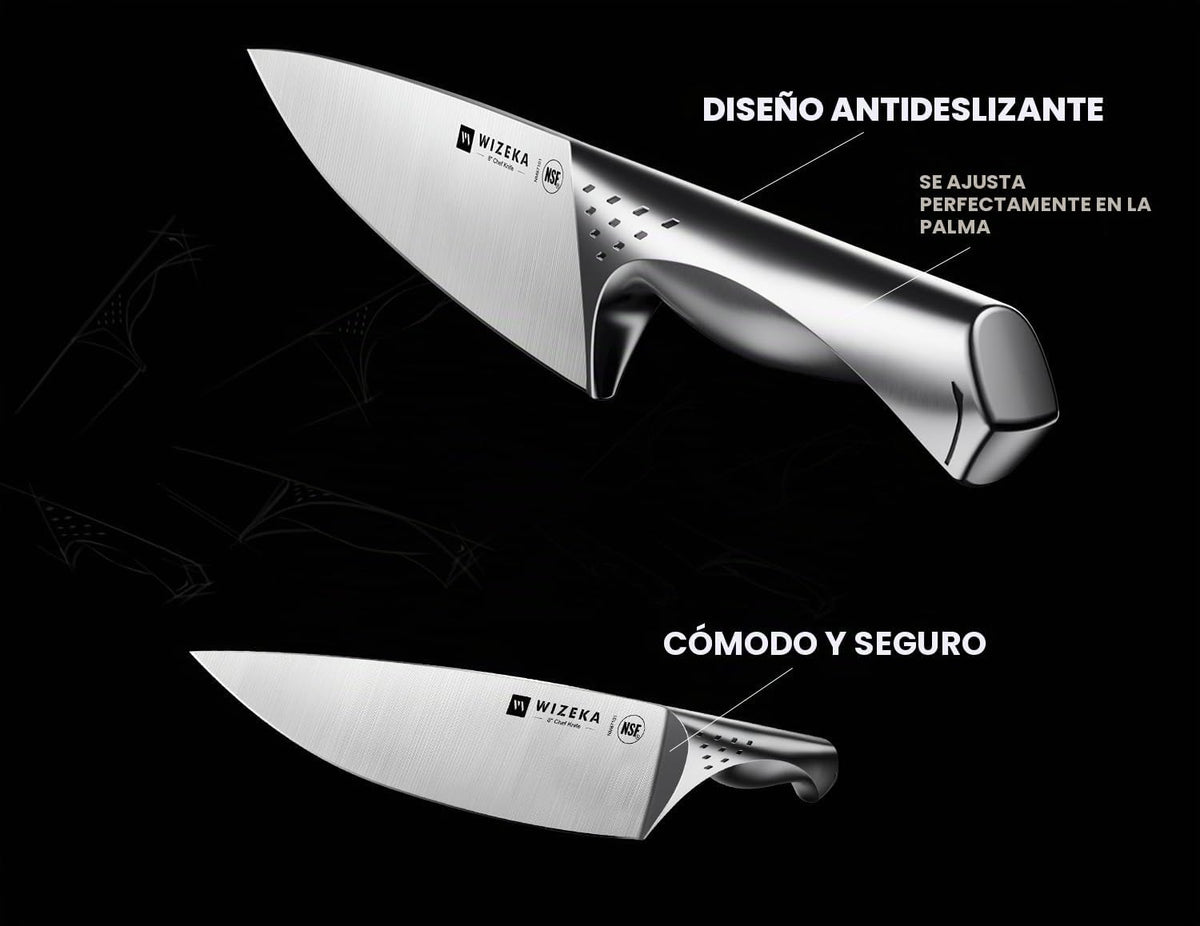 Juego de cuchillos de cocina, juego de 15 piezas con afilador
