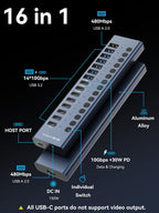 ACASIS, hub USB 3.2 de 8 puertos, alimentado