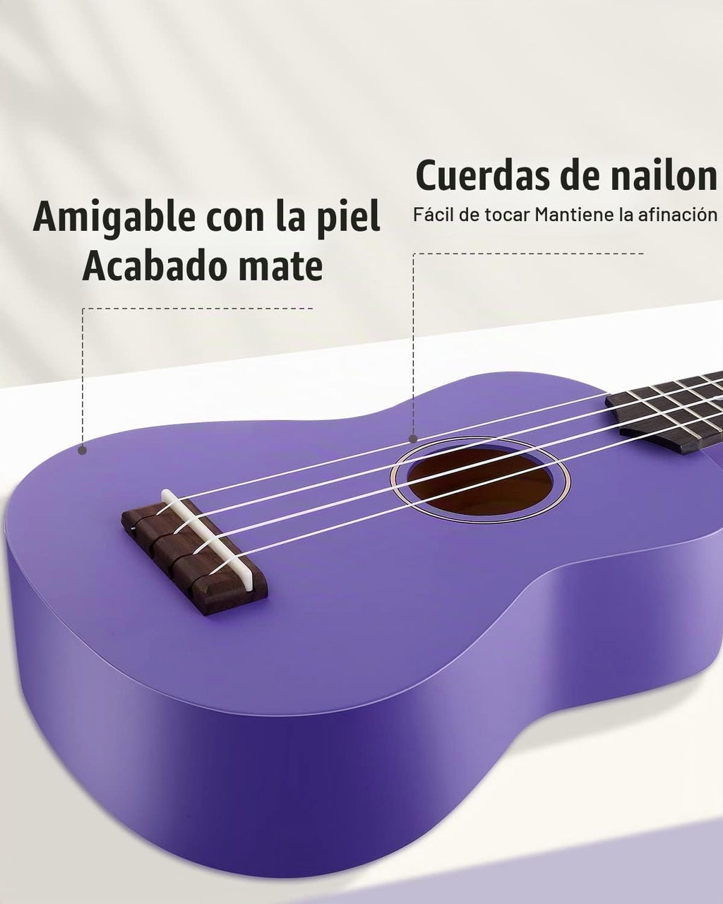 Donner Ukelele soprano para principiantes, ukelele mate de 21 pulgadas, kit para principiantes con correa para bolsa, afinador, cuerdas, púas de tela, lecciones en línea gratuitas (morado)