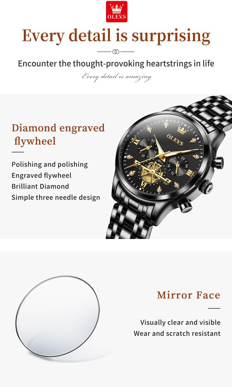 OLEVS Relojes para mujeres de negocios, con diamante, pulsera de acero inoxidable, fecha, impermeable, tono bicolor para mujer