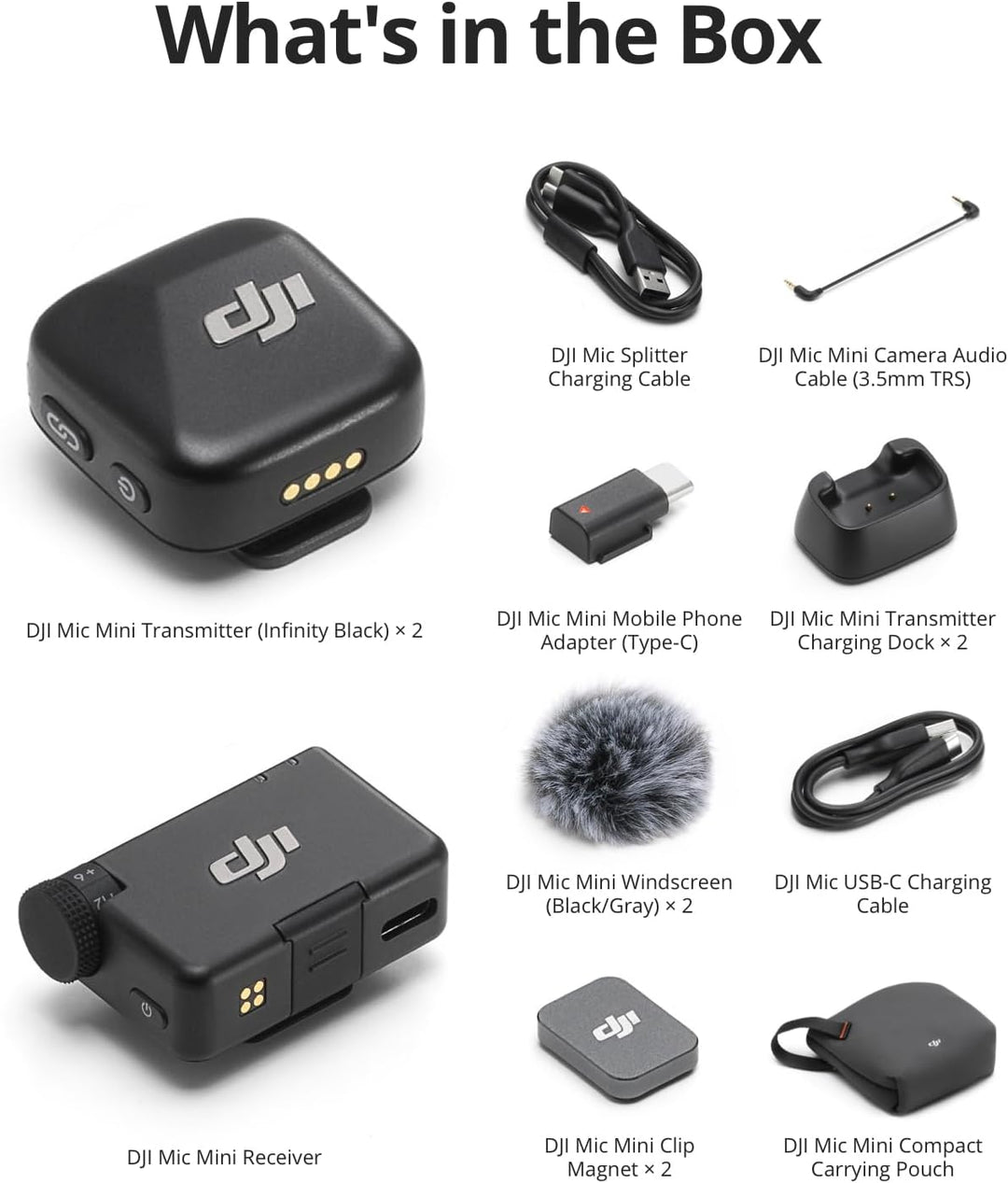 DJI Mic Mini (2 TX + 1 RX), audio rico en detalles, micrófono inalá...