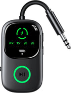 Pantalla LED 2 en 1 Bluetooth 6.0 Transmisor Receptor de 0.138 in Jack AUX RCA Adaptador de audio inalámbrico Dongle para Airpods auriculares, TV, avión, vuelo, altavoz de coche, estéreo en casa