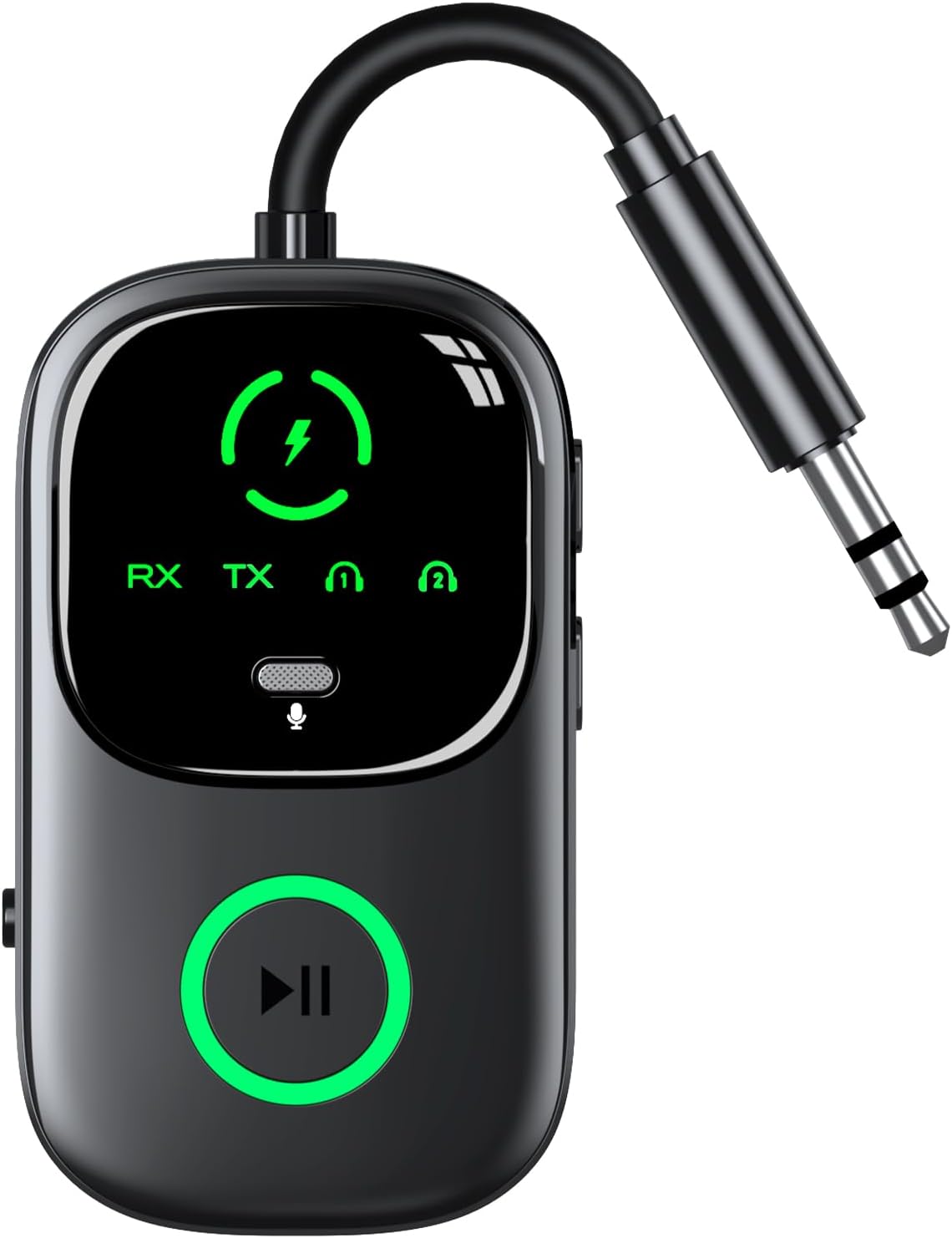 Pantalla LED 2 en 1 Bluetooth 6.0 Transmisor Receptor de 0.138 in Jack AUX RCA Adaptador de audio inalámbrico Dongle para Airpods auriculares, TV, avión, vuelo, altavoz de coche, estéreo en casa