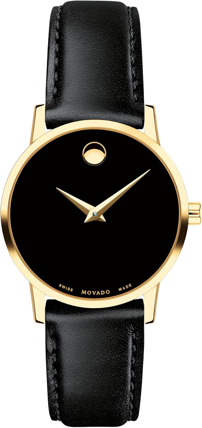 Reloj Movado Museum Classic para Mujer - Movimiento de Cuarzo Suizo, Correa de Piel de Ternero - Resistencia al Agua 3 ATM - Reloj de Moda de Lujo para Ella - 28 mm