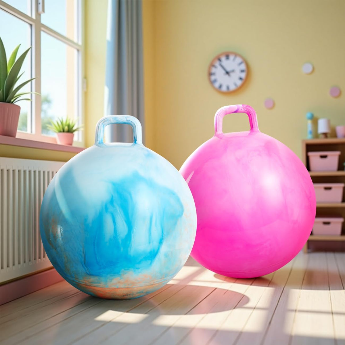 Upper Rider - Paquete de 2 bolas de tolva para niños de 6 a 12 años, pelota hinchable de 20 pulgadas con mango