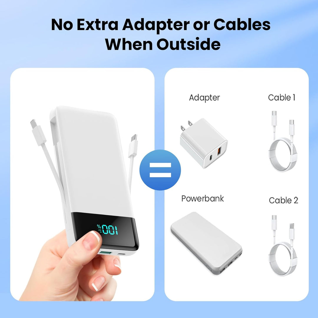 Cargador portátil para iPhone, 13800 mAh Slim Power Bank con cables...