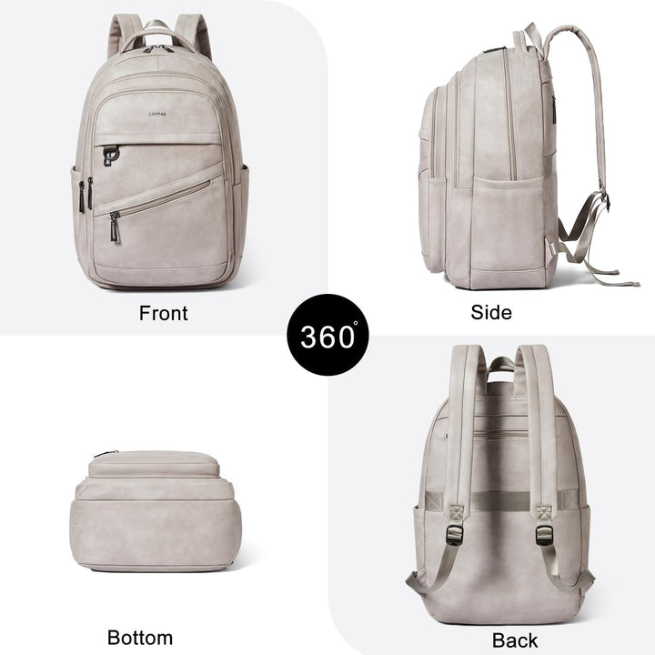 LATMAP Mochila de 43L para mujeres y hombres - Mochila de cuero veg...