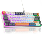CORBOBO Teclado 60%, teclado para juegos retroiluminado RGB con cab...