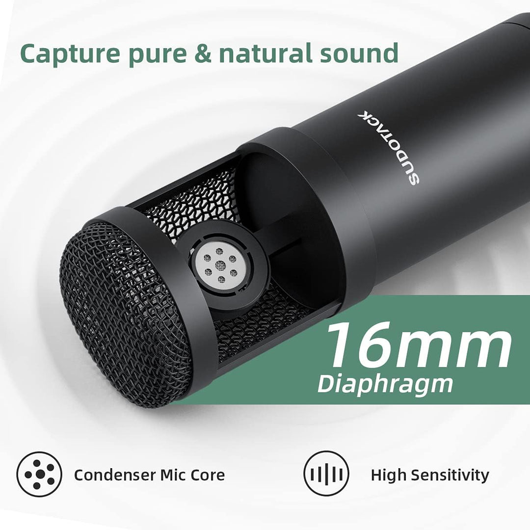 SUDOTACK - Micrófono de condensador USB para podcast en PC: kit de...