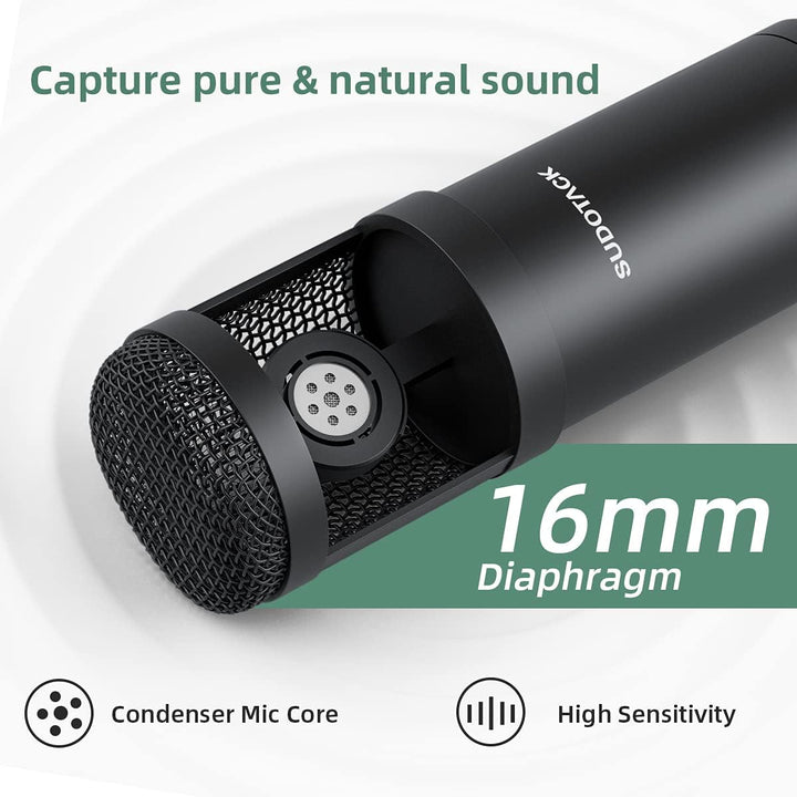 SUDOTACK - Micrófono de condensador USB para podcast en PC: kit de...