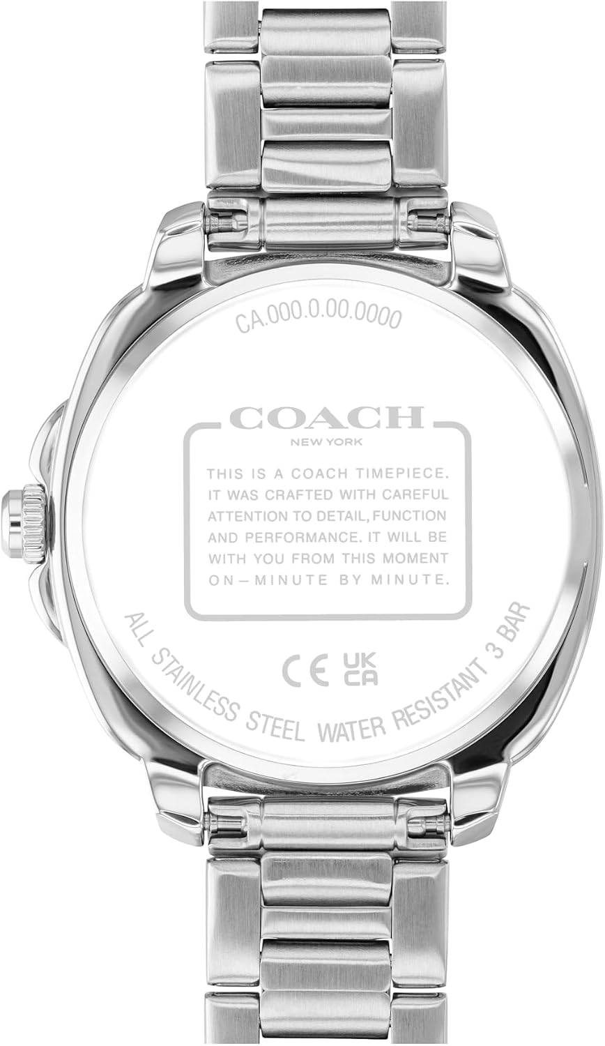 Reloj COACH Kitt para mujer con movimiento de cuarzo 3H – Caja de acero inoxidable de 34 mm – Brazalete tipo eslabón – Accesorio de moda elegante, regalo para ella
