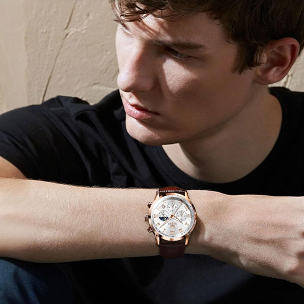OLEVS Relojes para Hombres Lujo Cara Grande Relojes Resistente al Agua