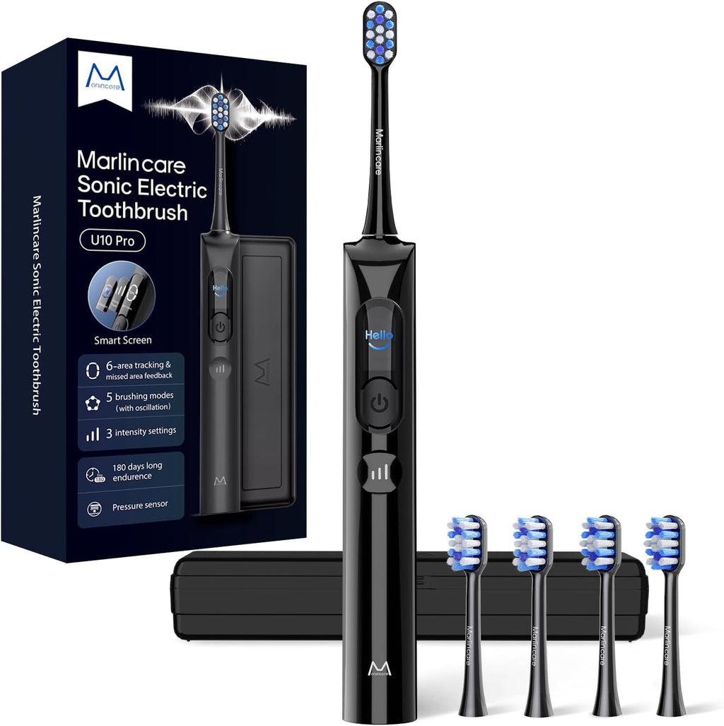 Cepillo de dientes eléctrico con sensor de presión, negro
