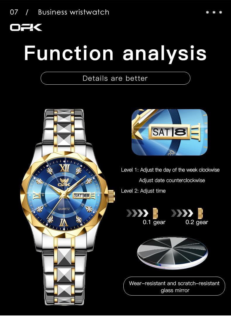 OPK Relojes para Mujer Estilo Business, Reloj Femenino con Correa de Acero Inoxidable, Reloj de Muñeca para Damas