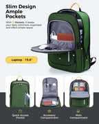 Mochila delgada para laptop para hombre, mochila de viaje de negocios de 15.6 pulgadas con puerto de carga USB, bolsa ligera de computadora de trabajo de 1.5 libras, mochila duradera