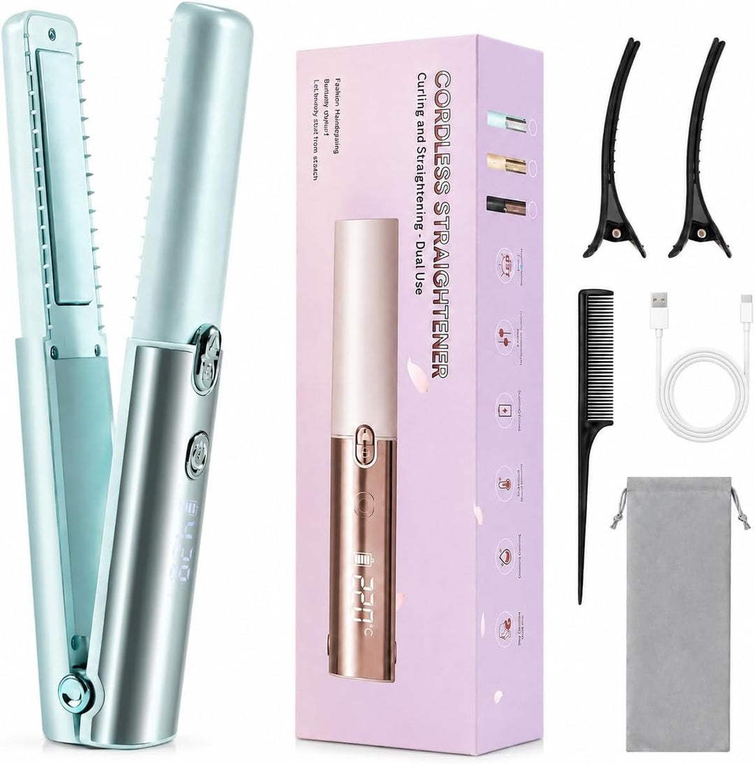 SOPPY Plancha de pelo inalámbrica con base de carga, alisador de pe...