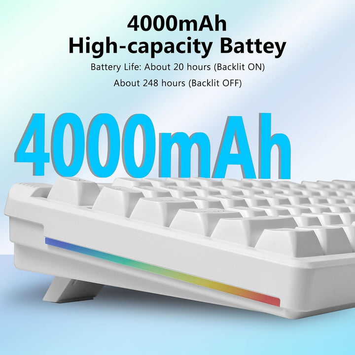 Redragon Teclado mecánico inalámbrico color crema, Bluetooth\/2.4GH...