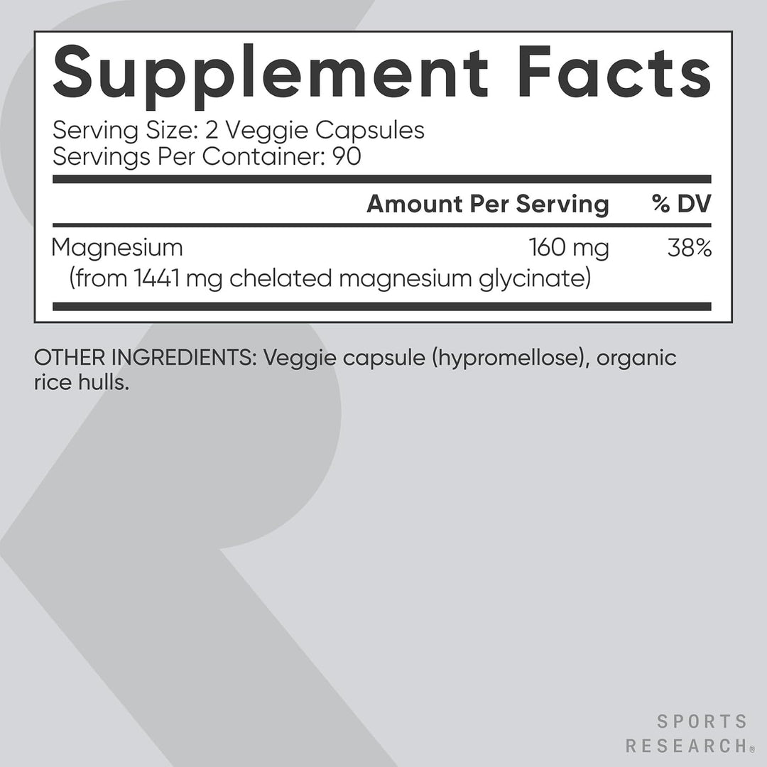 Sports Research® Glicinato de magnesio - Apoya el sueño reparador y...