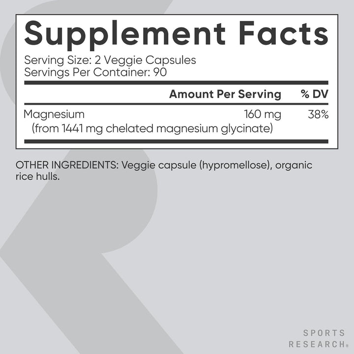 Sports Research® Glicinato de magnesio - Apoya el sueño reparador y...