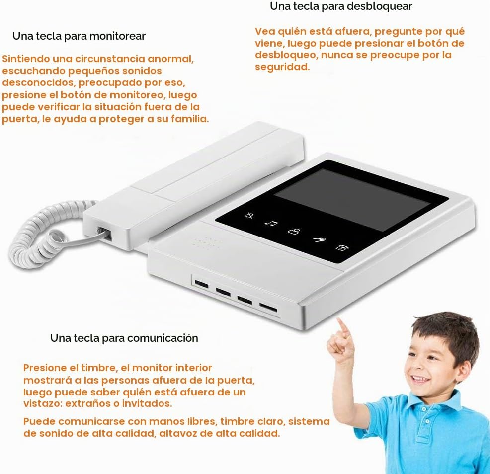Sistema video del intercomunicador del timbre, teléfono video de la