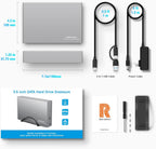 RSHTECH Carcasa de Disco Duro Versión Mejorada de 3.5" de Aluminio USB C a SATA Dock Externo para Discos Duros de 3.5 pulgadas HDD y SSD de hasta 24TB, con Cable USB 2-en-1, Compatible con UASP