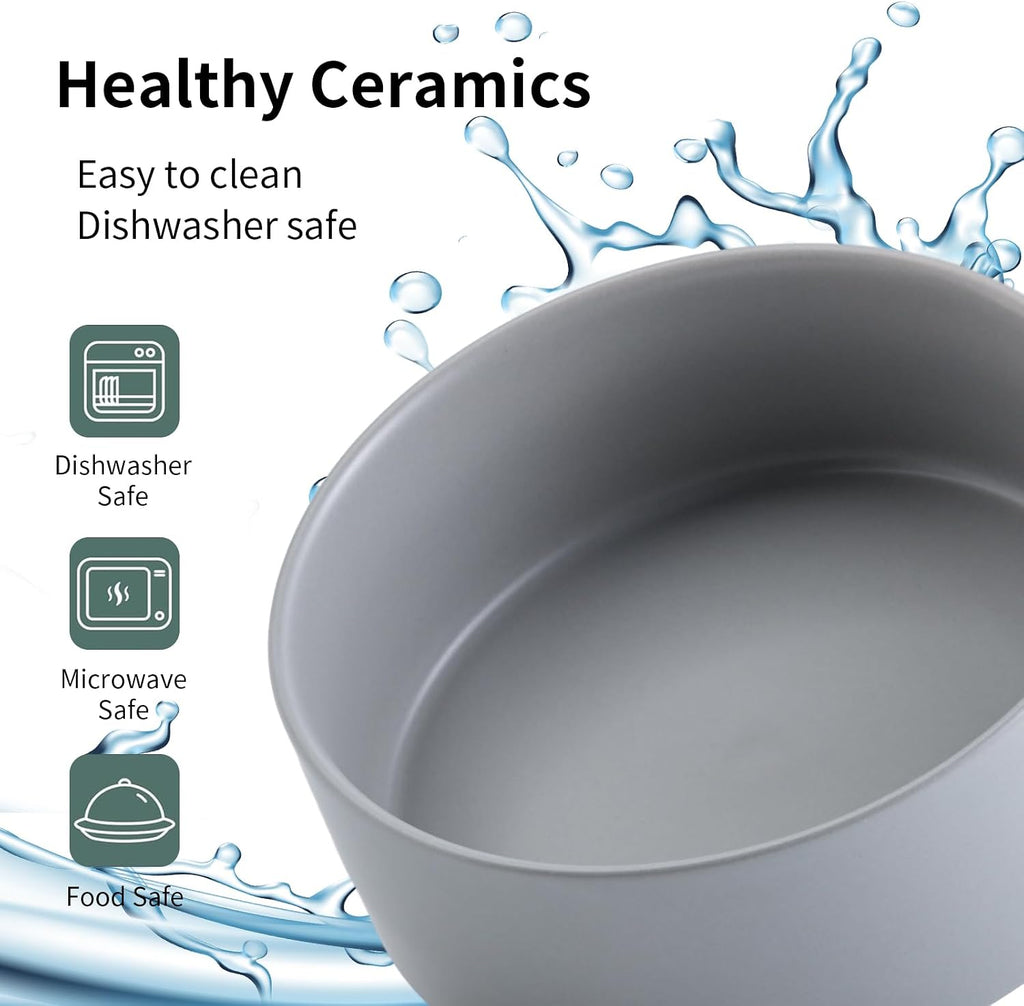 Cuenco de cerámica elevado y elevado para perros de razas pequeñas y medianas, cuenco de agua con soporte, plato de alimentación pesado antideslizante de 6 pulgadas, 3.6 tazas, 28.7 fl oz, 28