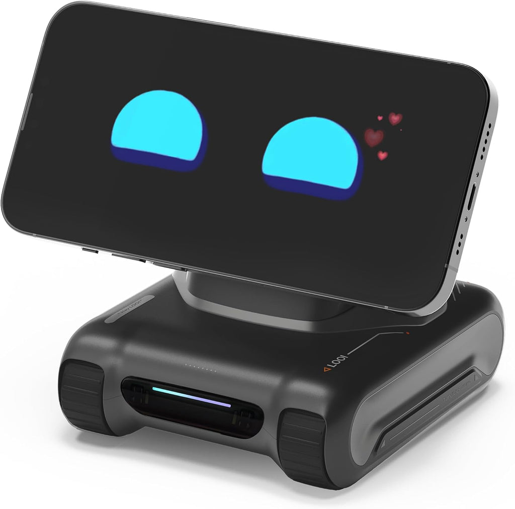LOOI Robot-Space Black-AI Compañero de escritorio, interacción de voz ChatGPT y Gemini, comprensión visual, personalidad y memoria, carga inalámbrica de 10 W, regalo de tecnología y dispositivo, mascotas electrónicas, juguete, geek, configuración de escri