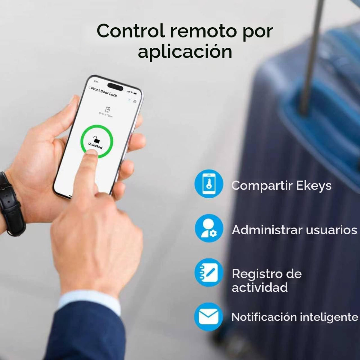 ULTRALOQ Latch 5 Smart Lock, la primera cerradura de palanca inteligente WiFi del mundo, bloqueo automático, teclado digital con pantalla táctil, manija de puerta de huellas dactilares para puerta