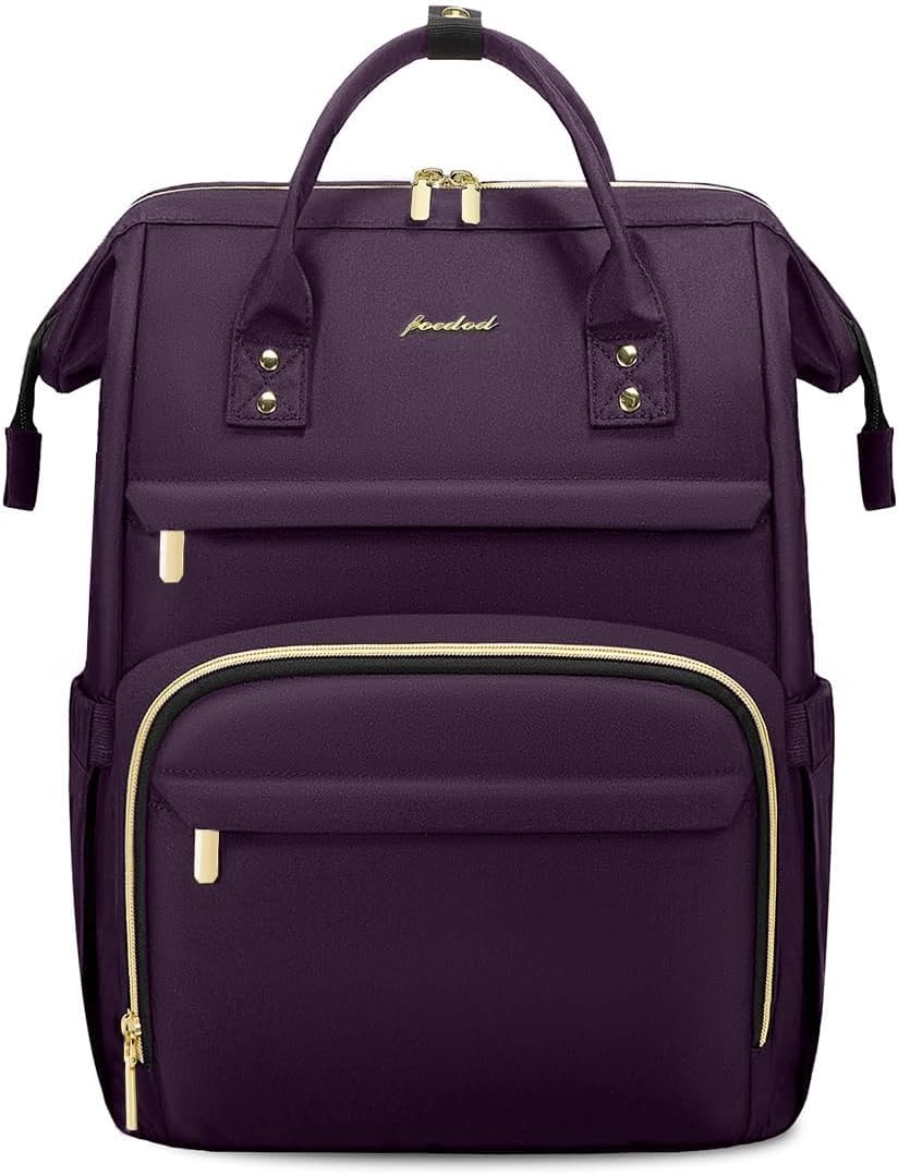 Focdod Mochila para laptop para mujer, bolsas de trabajo, 15,6 pulgadas, 03-Púrpura oscuro